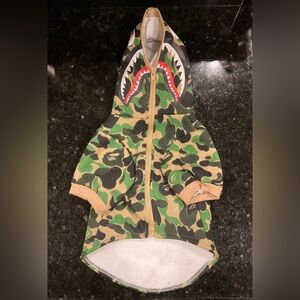BAPE DOG HOODIE LARGE LG CAMO SHARK IN GREEN CAMOUFLAGE DOG SIZE L